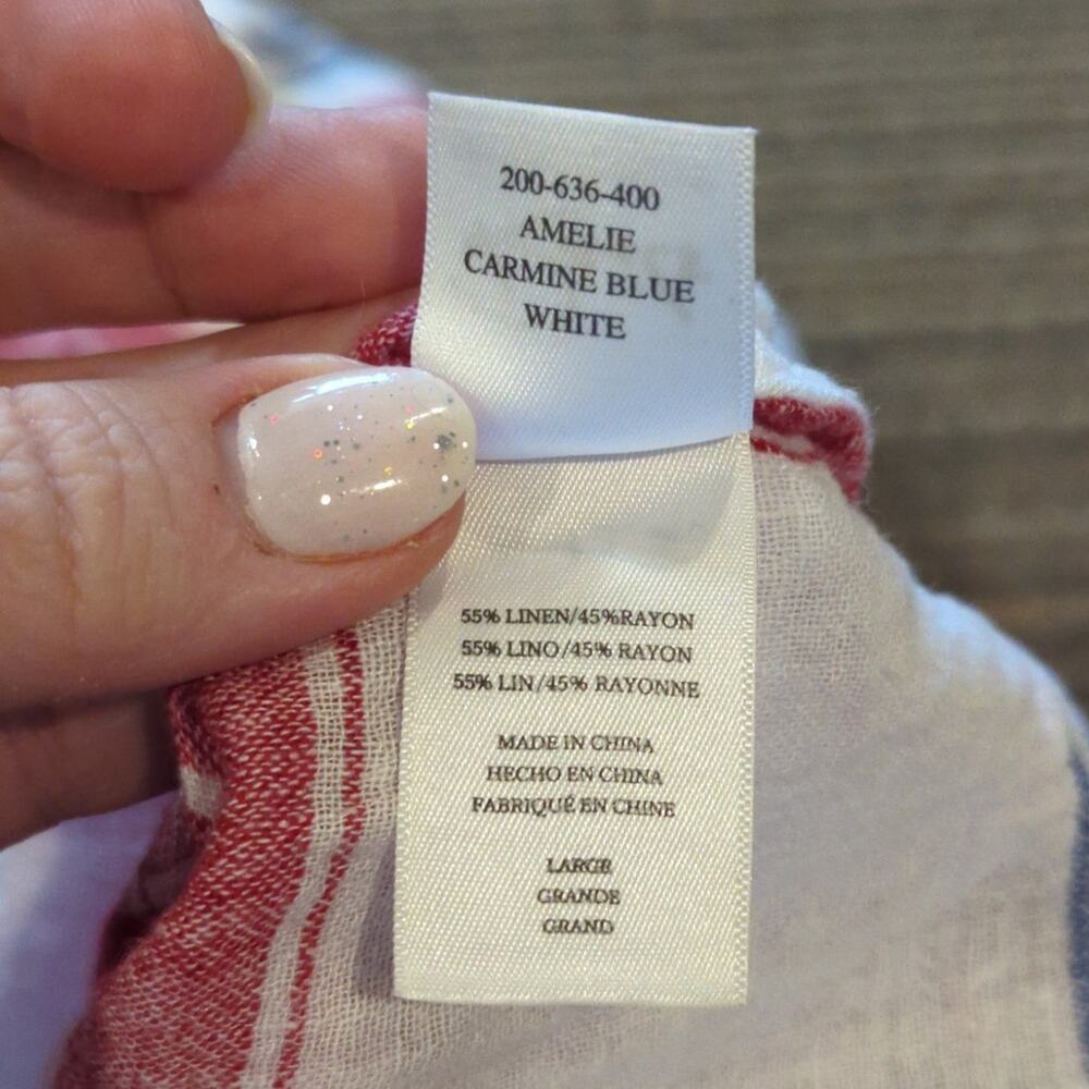 Rails Womens Linen Blend Top Size Large Red Blue Plaid Front Tie Button Front - Picture 8 of 8